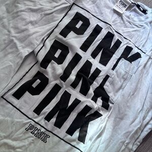 Victoria's Secret PINK Long Sleeve Tee - light blue and White